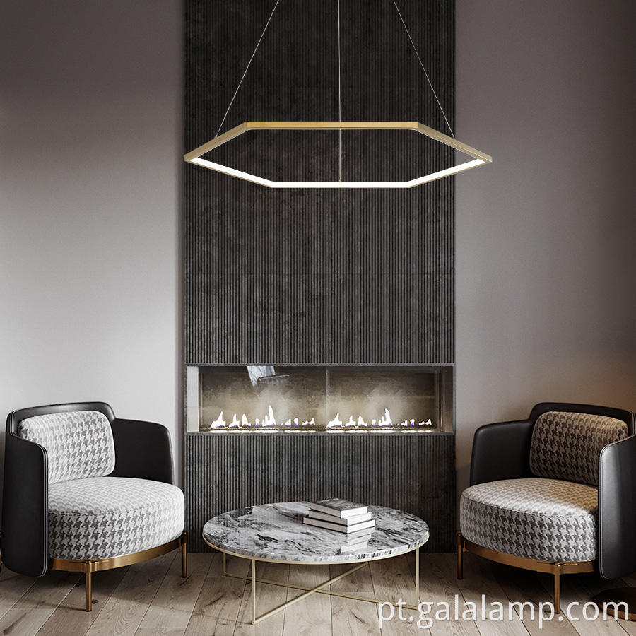 Lustre hexágono de 3 anéis contemporâneo em altura ajustável Adjustable-Height-Contemporary-3-Ring-Hexagon-Chandelier